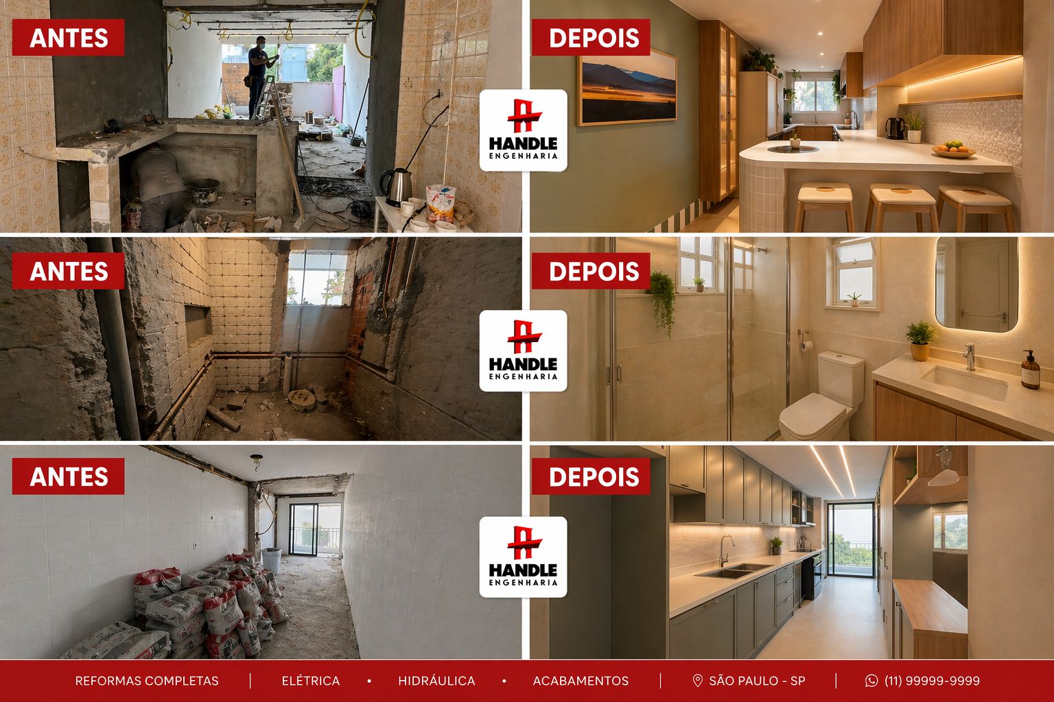 Portfolio com varias reformas antes e depois